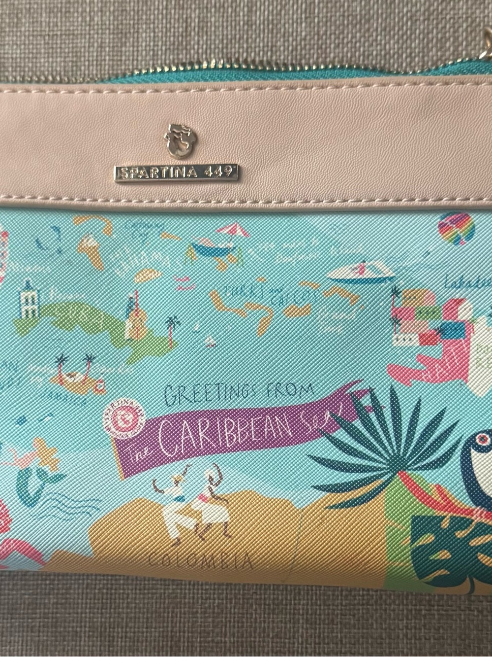 Spartina 449 Caribbean Print Wristlet - Aqua, Pink & Tan